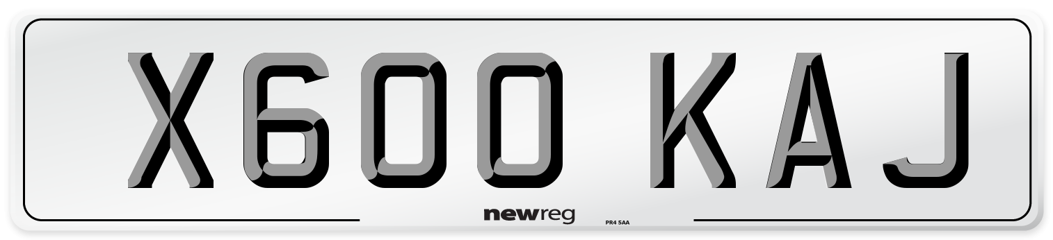 X600 KAJ Number Plate from New Reg